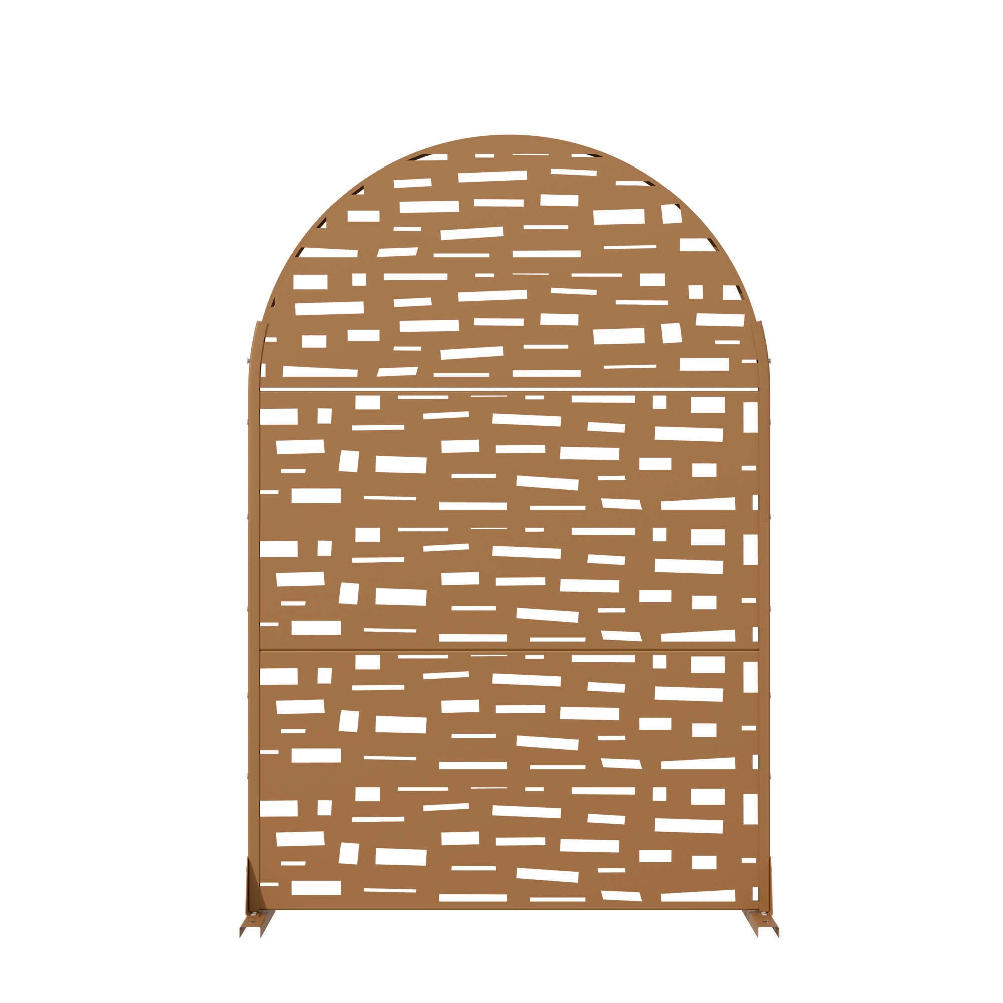 MAYEERTY 72X47" Metal Outdoor Brown Privacy Screen for Backyard & Garden, 3 Piece Set