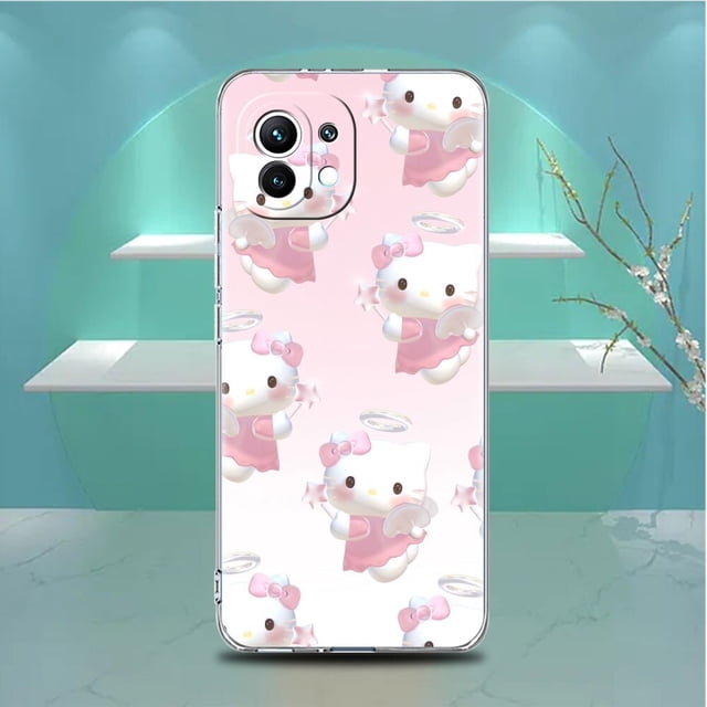 Funda transparente de Hello Kitty Cat para Xiaomi Mi Poco X3, NFC, M3 Pro, F3, F1, 11 Lite, 12, Note 10, 11T, 9T Fivean LED