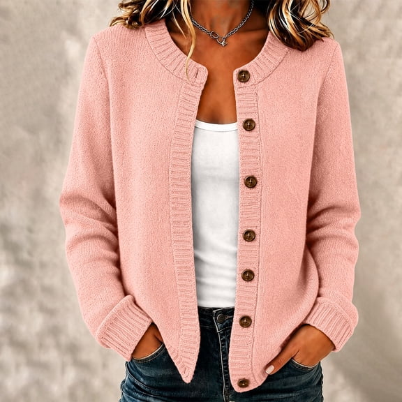 Cardigan for Women Trendy Button up Sweaters Chunky Knit Cardigans Plus Size Tops Fall Fashion Clothes for Work & Office