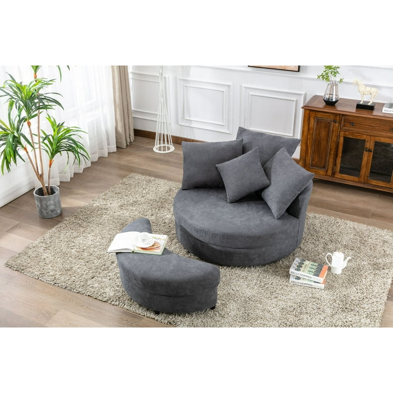 Minorca elegant round online swivel barrel chair