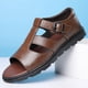 thumbnail image 2 of XIHAHA-Sandalias clásicas de cuero para hombre, chanclas antideslizantes, suaves, frescas, ligeras, transpirables, combinan con todo, informales, a la moda, para verano, 2 of 5
