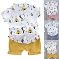 thumbnail image 1 of Gyratedream Summer Kid Cotton Clothes Suit Baby Boys Cartoon Short Slevee Top+Short, 1 of 9