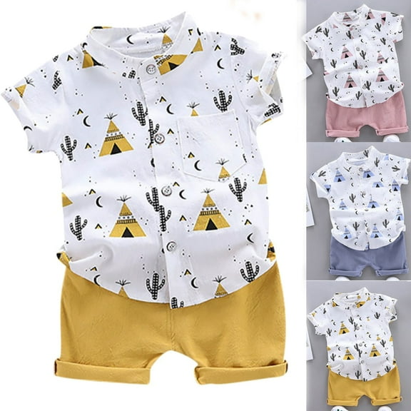 Summer Kid Clothes Suit Baby Boys Cartoon Short Slevee Top Short
