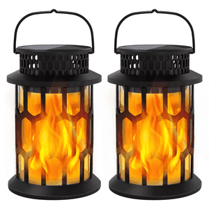 SZRSTH Solar Flickering Flame Lanterns, 2-Pack Outdoor Lights