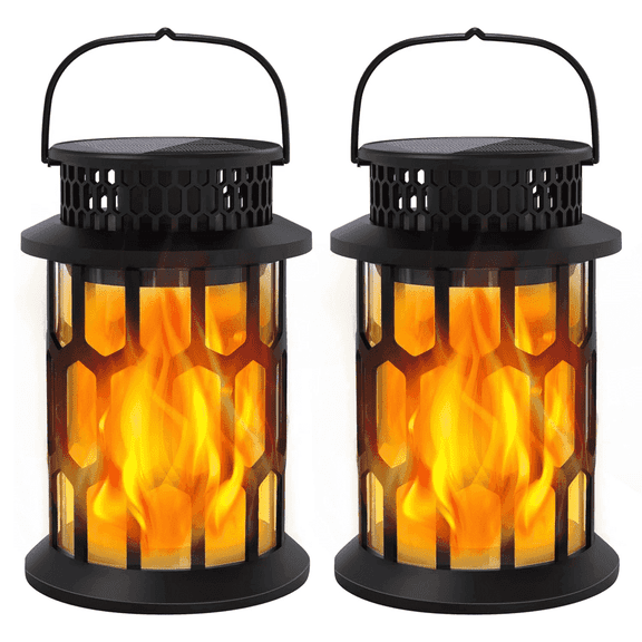 SZRSTH Solar Lights Outdoor, Flickering Flame Solar Lanterns for Garden Patio Yard Decorations