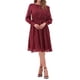thumbnail image 1 of Vestido Casual de Malla con Estrellas Brillantes de Cuello Barco y Manga Larga Abullonada para Mujer XL Rojo, 1 of 5