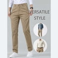 thumbnail image 4 of Men's Regular Fit Khaki Chino Pants, Straight Leg Casual Work Trousers with Pockets, 4 of 5