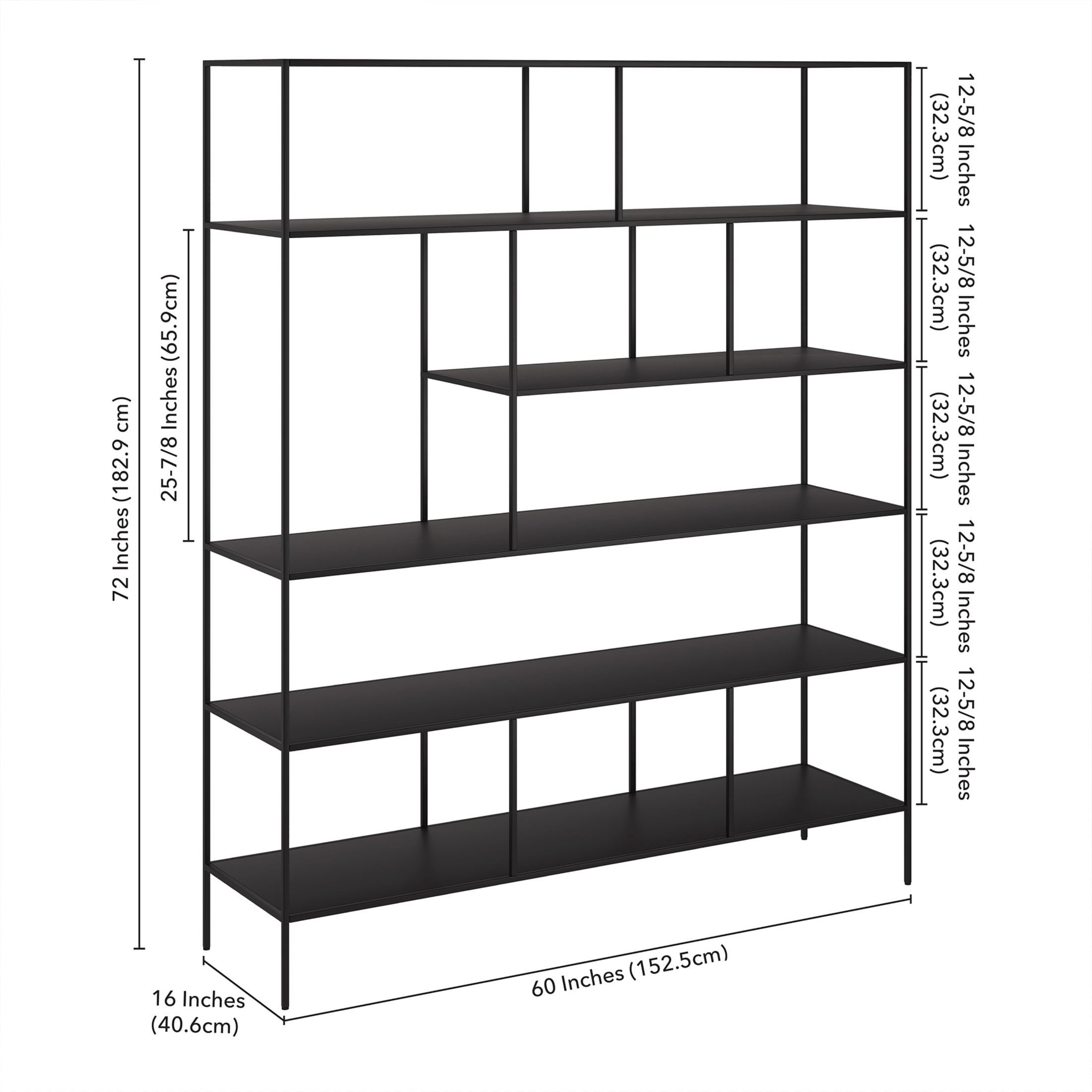 Evelyn&Zoe Modern/Contemporary 72" Tall Blackened Bronze Bookcase