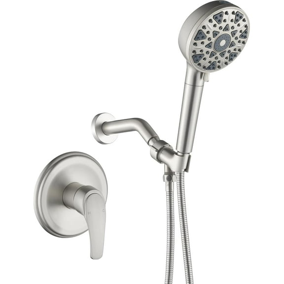 Shower Faucet Set with 7 Functions Handheld Shower Head Filter Shower Combo Set Shower System Shower Trim Kit Brushed Nickel