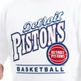 thumbnail image 5 of Men's G-III Sports by Carl Banks White Detroit Pistons Adaptive Headliner Fleece Crewneck Sweatshirt, 5 of 6