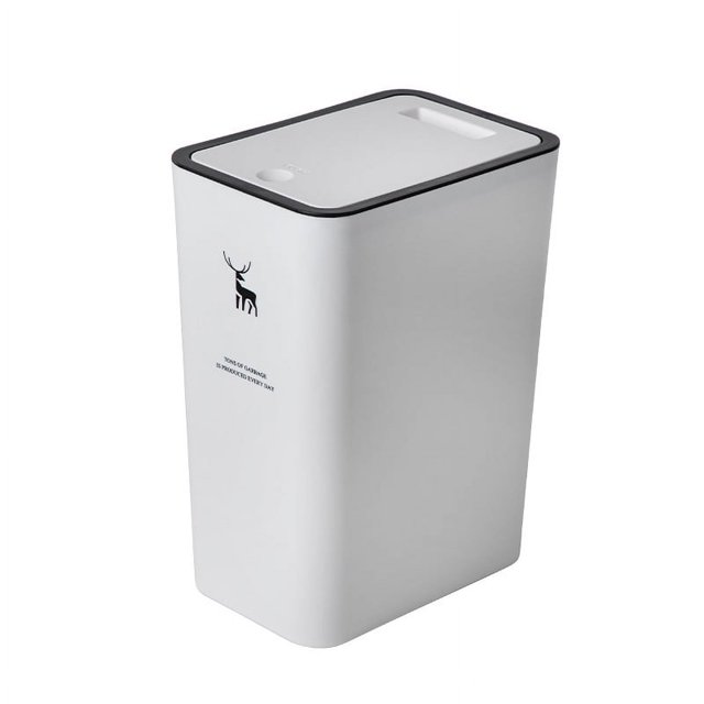 Bote de basura blanco 10 Lite con tapa, bote de basura para baño, bote de basura de plástico de 2.4 galones, bote de basura pequeño para tocador, dormitorio, cocina, sala de manualidades, oficina