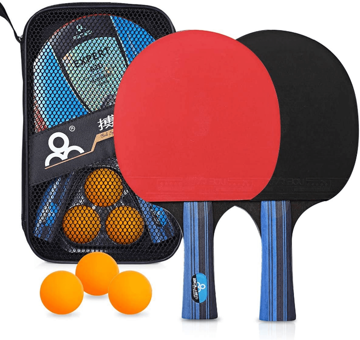 3 Balls And 1 Bag 2 Professional Table Tennis Racket Two Paddle Ping Pong Bat 
