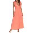 thumbnail image 2 of Antinious Ladies Summer Beach Dress,Elegant Dresses for Women,Party Dresses for Women Solid Camis Sleeveless V-Neck Backless Bow Bohemian Long Dress,Orange,XXXL, 2 of 5