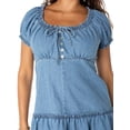 thumbnail image 6 of Celebrity Pink Women’s and Women's Plus Denim Mini Dress with Puff Sleeves, Sizes XS-XXXL, 6 of 7