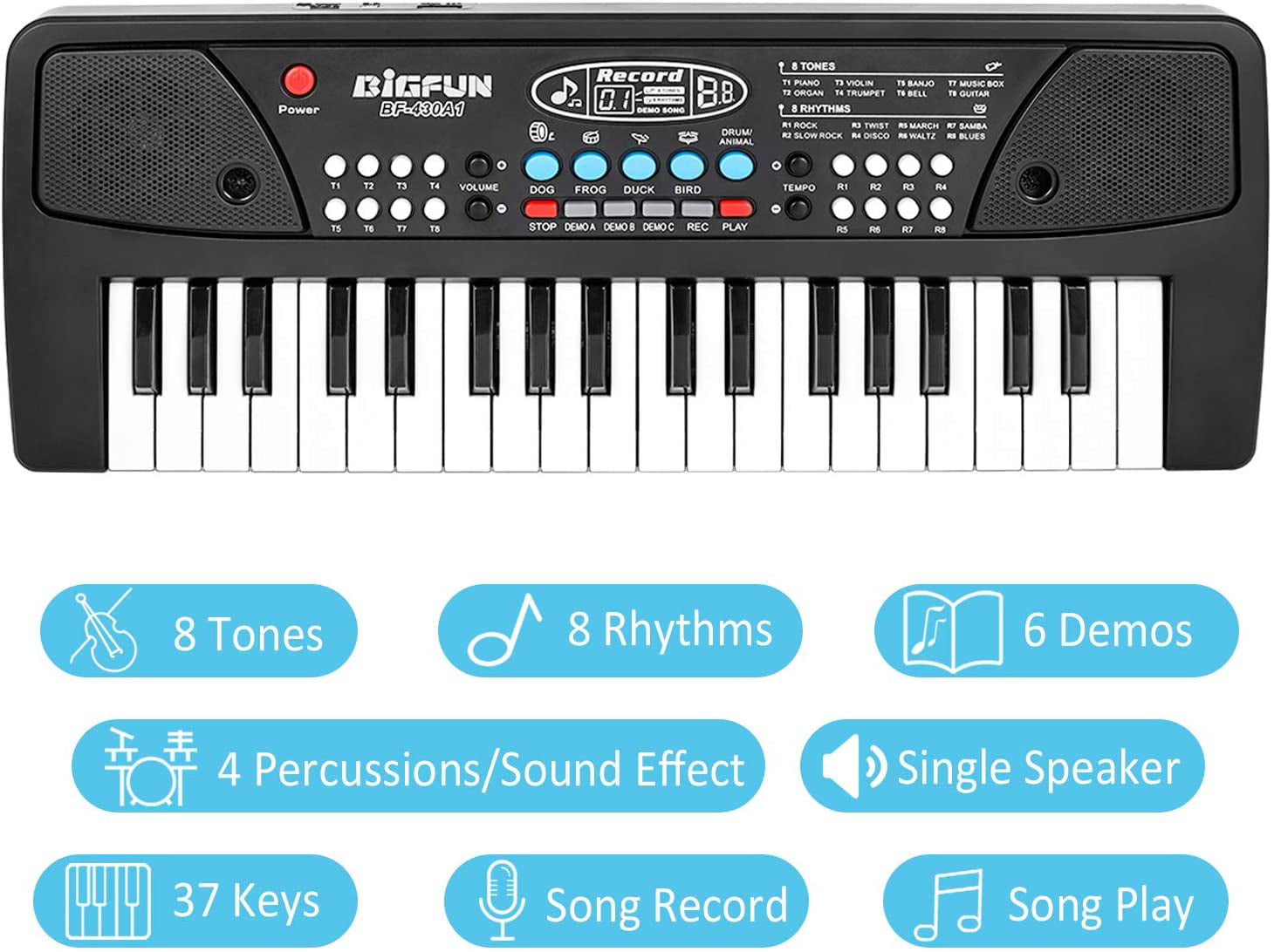 Double Speakers 37 Keys Musical Keyboard Piano with Piano Score Electric Keyboard Educational Piano Toys for Boys Girls M SANMERSEN Kids Piano Keyboard LCD Display 