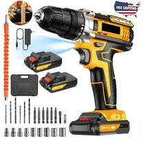 Cordless Brushless Impact Driver Hammer Drill Combo Kit with 2 Battery & Charger