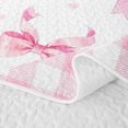 thumbnail image 5 of Manfei Pink Bows Checkered Print Twin Quilt Set for Girls, Cute Ribbon Bows Twin Coverlet Set, 5 of 7