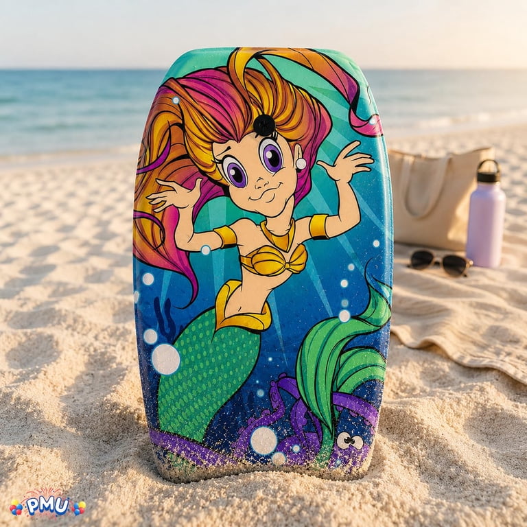 PMU 26 Inch Mermaid Printed Bodyboard - Lightweight Wrist Leash
