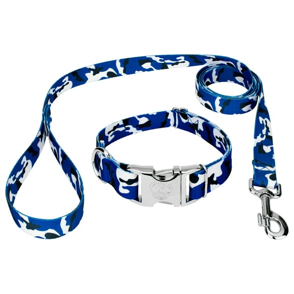 Country Brook Petz® Premium Royal Blue and White Camo Dog Collar and Leash, Extra Large