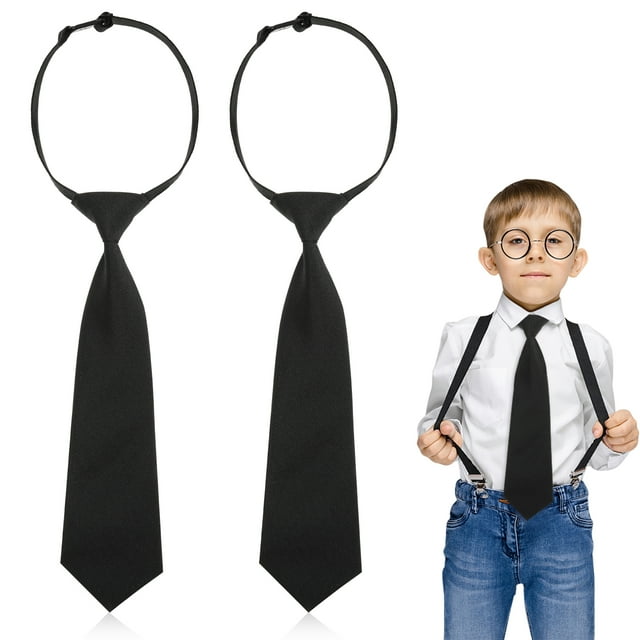 Youkk 2 Pcs Cravate de Mode Unisexe pour Garçons Pré-Nouée Ajustable Cravates de Gentleman Chemises de Collation des Grades Accessoire de Robe de Fête