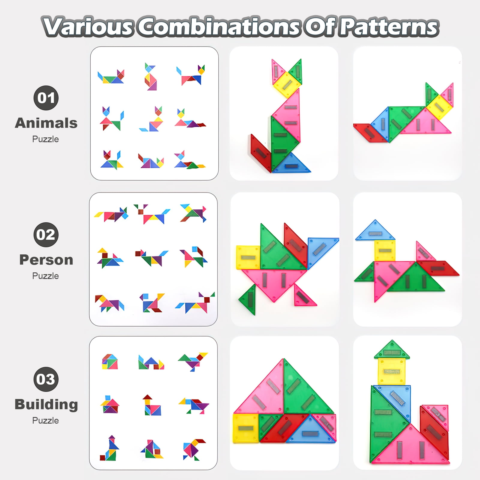 Flooye Tangram Logic Board Jigsaw Puzzles, Durable