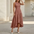 thumbnail image 2 of Atogsazn Women's Summer Sleeveless Maxi Dress Flowy Crew Neck Fitted Waist Asymmetric Ruffle Hem Dresses Rose Gold L Fashion, 2 of 9