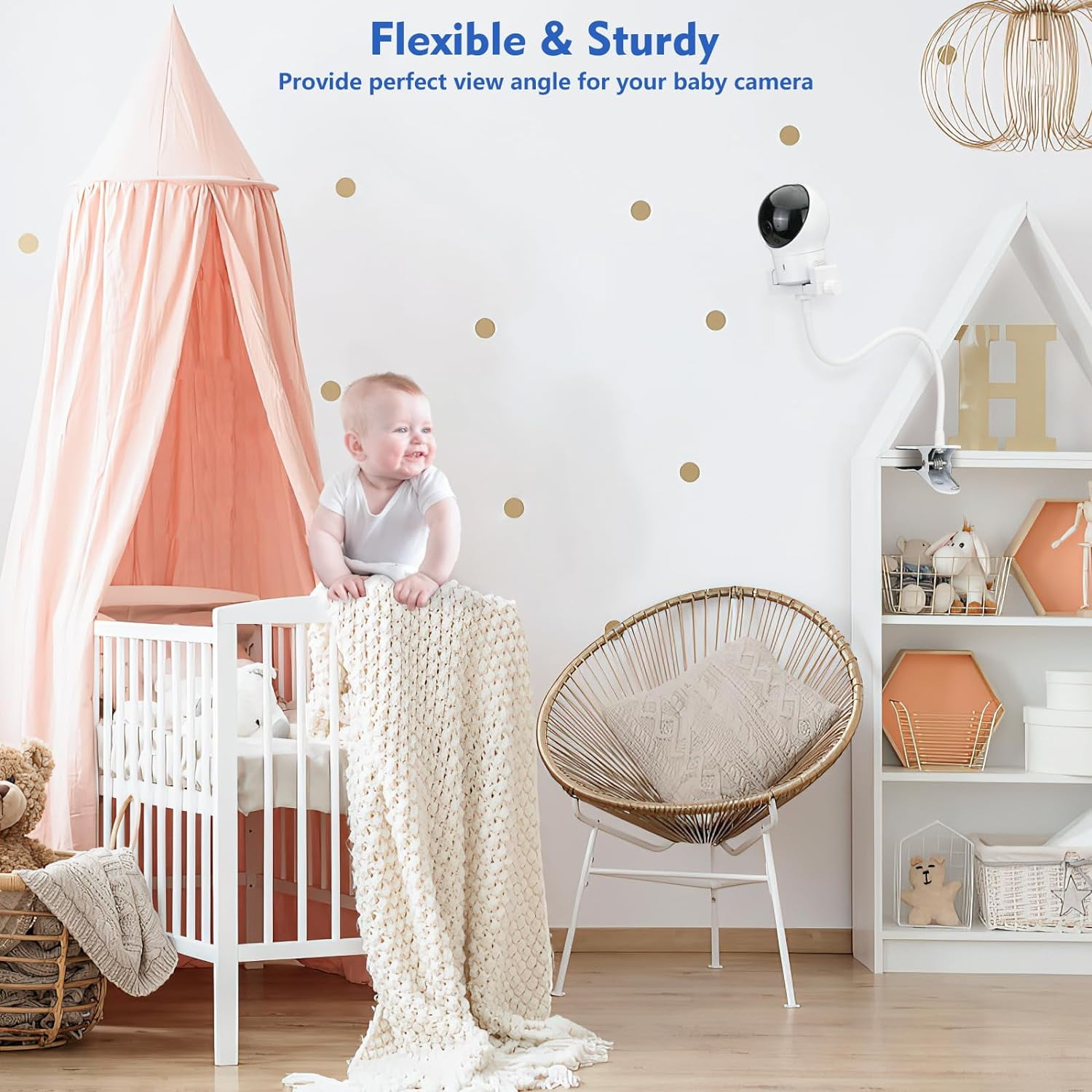 Flexible Baby Monitor Clip Mount Compatible with DXR-8 Pro, Pro, , Eufy, , Motorola, Vtimes, , , and Other Baby Camera with 1/4 Screw Hole