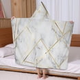thumbnail image 5 of White Gold Marble Pattern Hooded Bath Towel，60"x35" for Ages 3 To 12 Kids, Quick Dry Lightweight Soft Microfiber Hood Beach Towel Cover Up for Kids, 5 of 7