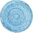 thumbnail image 2 of SAFAVIEH Braided Calvin Transitional Cotton Reversible Area Rug, Turquoise, 3' x 3' Round, 2 of 11