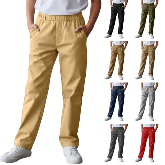 LYHaoo Boys Cargo Jogger Pants With Multiple Pockets Elastic Waist Casual Athletic Trousers For Kids And Youth Comfortable Durable Outdoor Play Boys' Cargo Pants(Green)