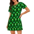 thumbnail image 1 of Easygdp leaves and glasses of beer for St. Patrick's Day Camisón de manga corta para mujer, informal, estampado, 1 of 6