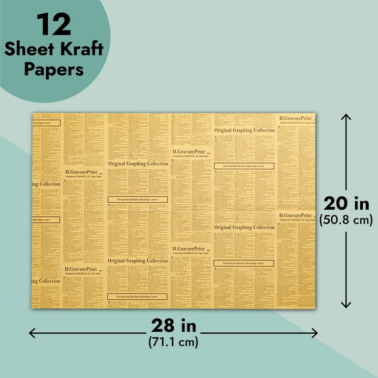 12 Sheets of Kraft Paper Newspaper Wrapping Paper for Moving, Packing, Vintage  Wrapping Paper for Arts and Crafts, Bulletin Board Easel, DIY Projects (28  x 20 Inches)