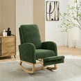 thumbnail image 6 of EBQOSK 25.4"W Rocking Chair for Nursery, High Back Glider Chair with Retractable Footrest, Side Pocket, Rocking Accent Armchair with Rubber Wood Legs for Living Room/Bedroom Green, 6 of 7