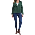 thumbnail image 2 of Abrigo Trench Chic Inspire para mujer, chaqueta corta de solapa con doble botonadura en verde, 2 of 5
