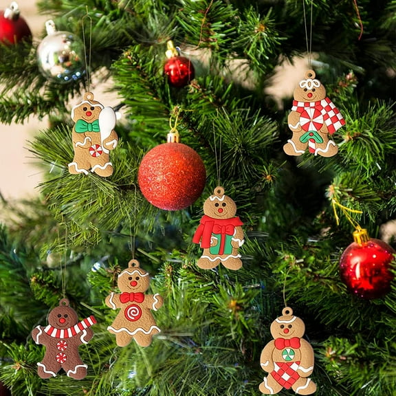 12 Pack Gingerbread Man Ornaments for Christmas Tree Decorations, Mini Gingerman Hanging Charms Christmas Tree Ornament Holiday De