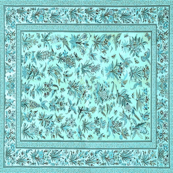 Ahgly Company Indoor Square Persian Light Blue Traditional Area Rugs, 4' Square