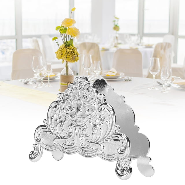 Zinc Alloy Metal Napkin Holder with Elegant Hollow Flower Pattern Wear Resistant Freestanding Tissue Dispenser for Stylish Table Decorations and Practical Use