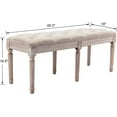 thumbnail image 2 of chairus Fabric Upholstered Dining Bench - Classic Entryway Ottoman Bench Bedroom Bench with Rustic Wood Legs - Beige, 2 of 7