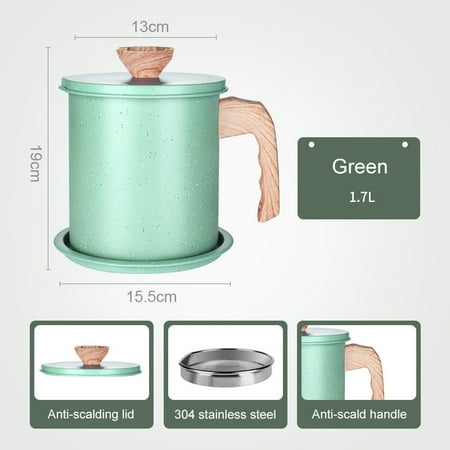 

Oil Strainer Pot Grease Can Stainless Steel Oil Storage Can Container with Fine Mesh Strainer Dust-proof lid Non-slip