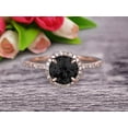 thumbnail image 1 of 1.75 Carat Round Cut Black Diamond Moissanite Engagement Ring Wedding Anniversary Gift On 10k Rose Gold Halo Design, 1 of 5