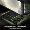thumbnail image 3 of For Samsung Galaxy S21 FE Case with Ring Stand,360°Rotatable Ring Holder Magnetic Kickstand,2-Layer Full Body Heavy Duty Shockproof Rugged,Non-Slip Protective Phone Case for Samsung S21 FE,Darkgreen, 3 of 11