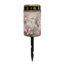COEQINE Outdoor Solar Lights Solar Garden Lights Cemetery Solar Lights Water Resistant Pillar Candle Solar Garden Stake Lights for Cemetery Grave Decorations, Hummingbird Flower Pink