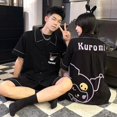 thumbnail image 1 of Sanrio Kuromi-Conjunto de pijama de 2 piezas para hombre y mujer, ropa de dormir y pantalones cortos de manga corta con Top, color negro, Y2k, 2023, 1 of 4