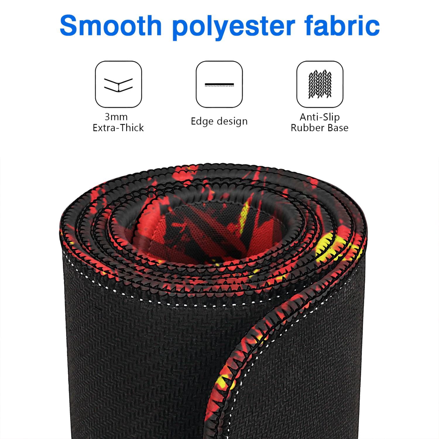 Black Red Gaming Mouse Pad (31.5x11.8 inch) - Large Non-Slip Base, Stitched Edge Desk Pad for Computer Keyboard - Ultimate Home Office Gaming Experience