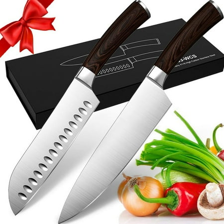 

homgeek Germany 1.4116 Stainless Steel Ergonomic Wood Handle 8 inch 2 santoku Cutter