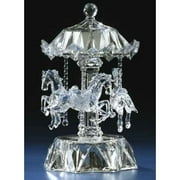 Angle View: Icy Crystal LED Lighted Love Makes the World Go Round Musical Animated Carousel