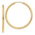 thumbnail image 1 of 14k Yellow Gold Round Endless 2mm Hoop Earrings, 1 of 7