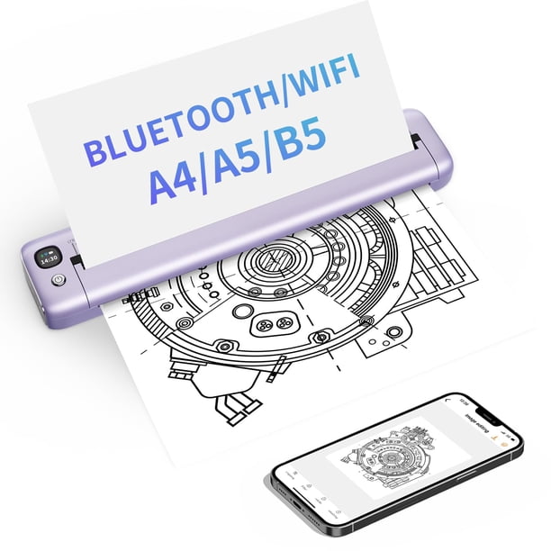 Impresora portátil Rongta A4 inalámbrica WiFi y Bluetooth Púrpura