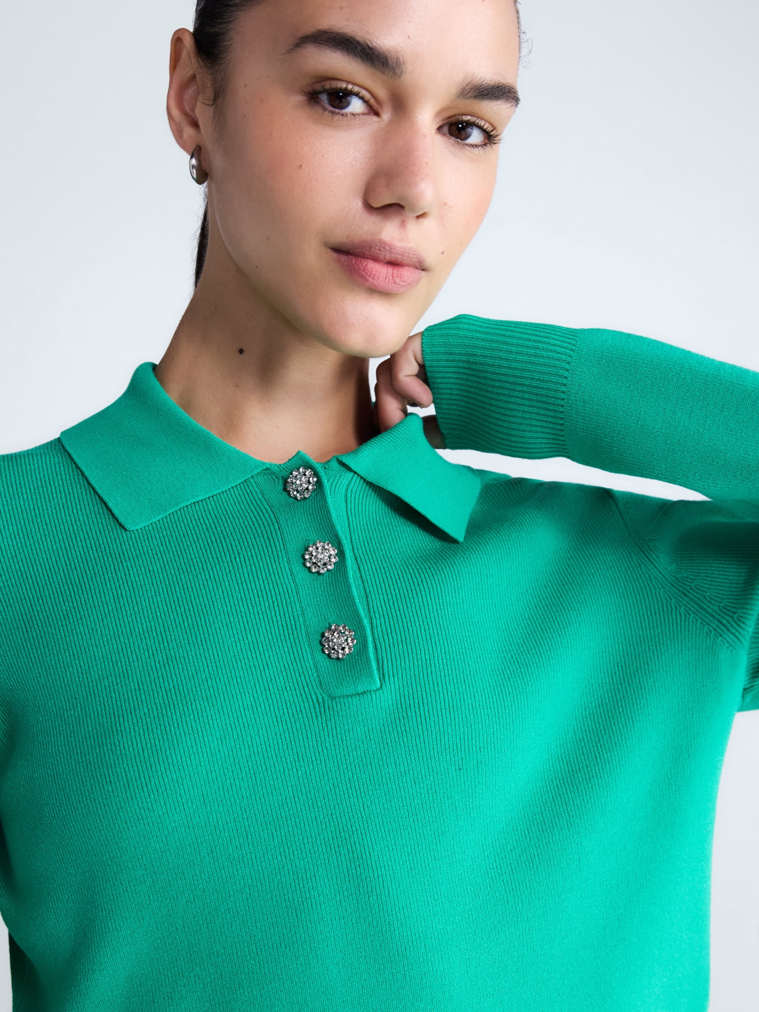 Free Assembly Women's and Women's Plus Polo Sweater with Long Sleeves, Lightweight, Sizes XS-4X
