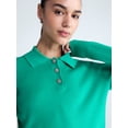 thumbnail image 4 of Free Assembly Women's and Women's Plus Polo Sweater with Long Sleeves, Lightweight, Sizes XS-4X, 4 of 5